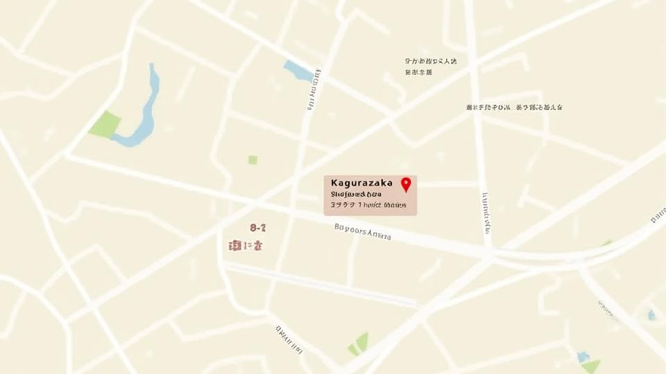 東京、神楽坂にあるMagma Hommeの店舗の位置を示す地図。周辺の通りやランドマークが表示されている。